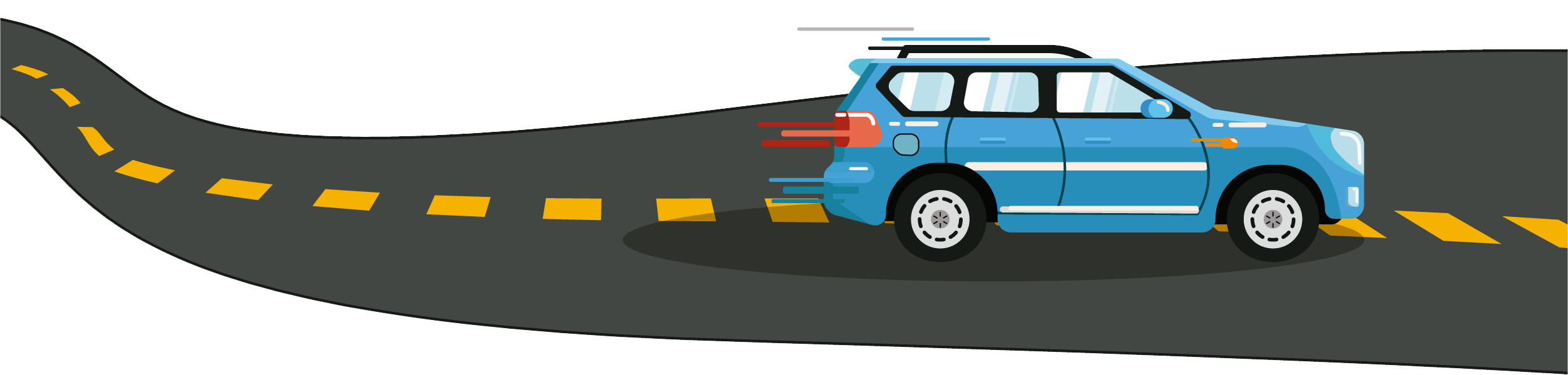 Imagem de um carro em uma estrada cartoonizado